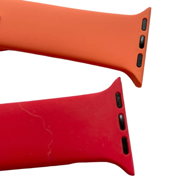 NEW 2 Silicone Sport Bands Apple Watch 38 40 41mm - M/L Red Orange - Picture 5 of 7